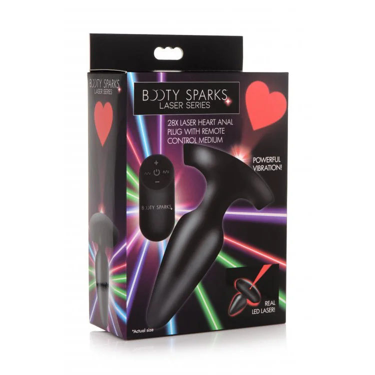 Booty Sparks 28X Laser Heart Silicone Anal Plug With Remote Medium