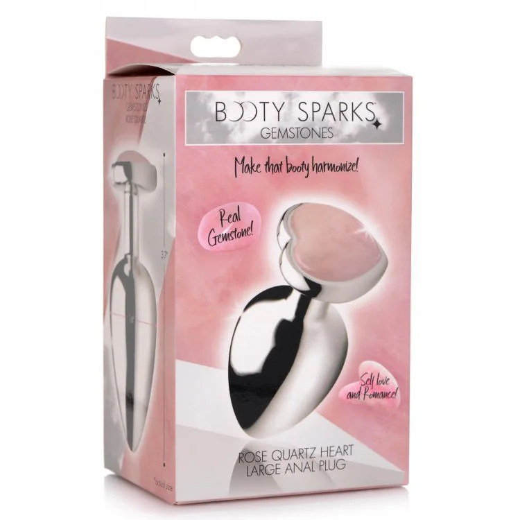 Booty Sparks Gemstones Rose Quartz Heart Large Anal Plug