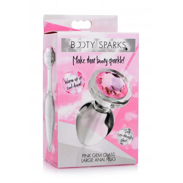 Booty Sparks Pink Gem Glass Anal Plug Large