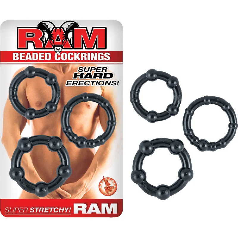 Ram Beaded Cockrings Black