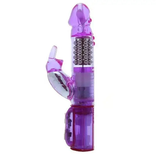 6.5-inch Purple Rotating Rabbit Vibrator with Metal Beads