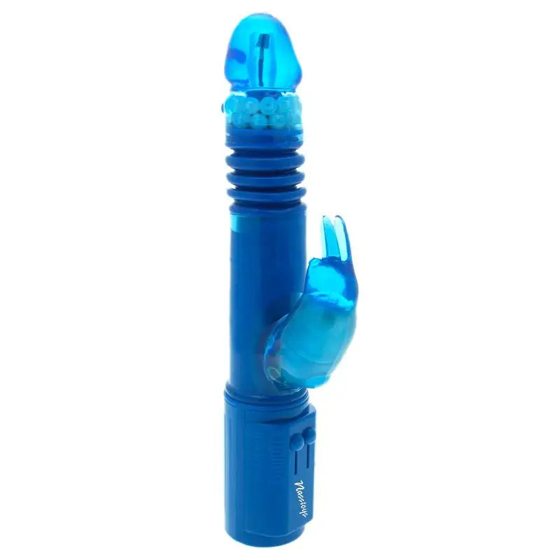 7-inch Blue Rotating and Thrusting Rabbit Vibrator with Beads