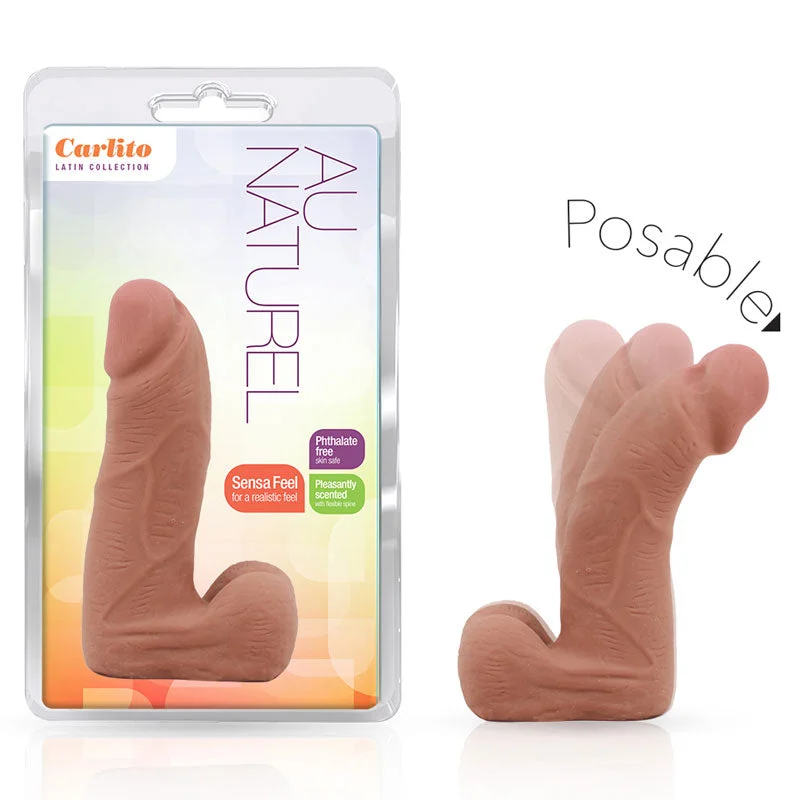 Blush Au Naturel Carlito 5 in. Posable Dual Density Dildo with Balls Tan