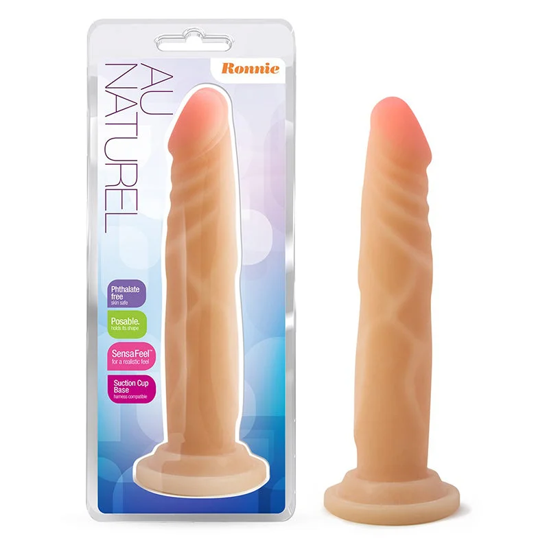 Blush Au Naturel Ronnie 7.5 in. Posable Dual Density Dildo with Suction Cup Beige