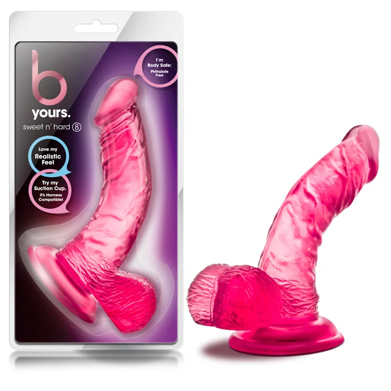 Blush B Yours Sweet 'n Hard 8 Realistic 6.5 in. Dildo with Balls & Suction Cup Pink