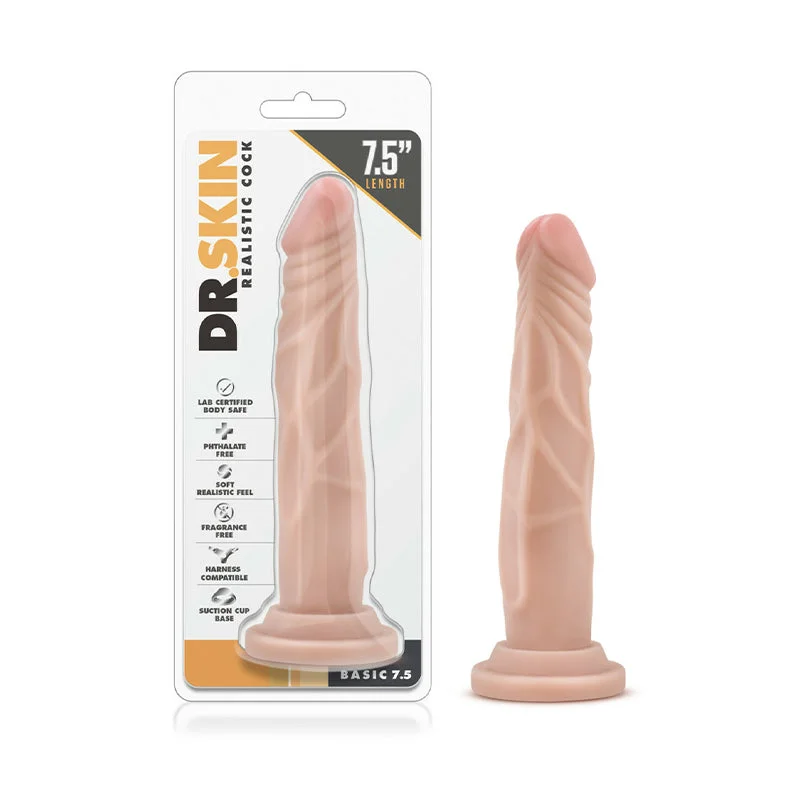 Blush Dr. Skin Basic 7.5 Realistic 7.5 in. Dildo with Suction Cup Beige