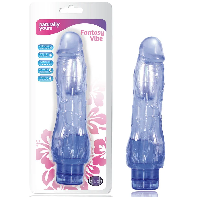 Blush Naturally Yours Fantasy Vibe Realistic 8.5 in. Vibrating Dildo Blue