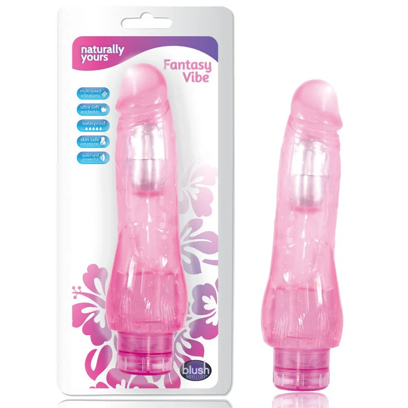 Blush Naturally Yours Fantasy Vibe Realistic 8.5 in. Vibrating Dildo Pink