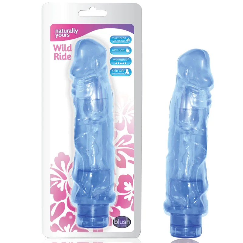 Blush Naturally Yours Wild Ride Realistic 9 in. Vibrating Dildo Blue