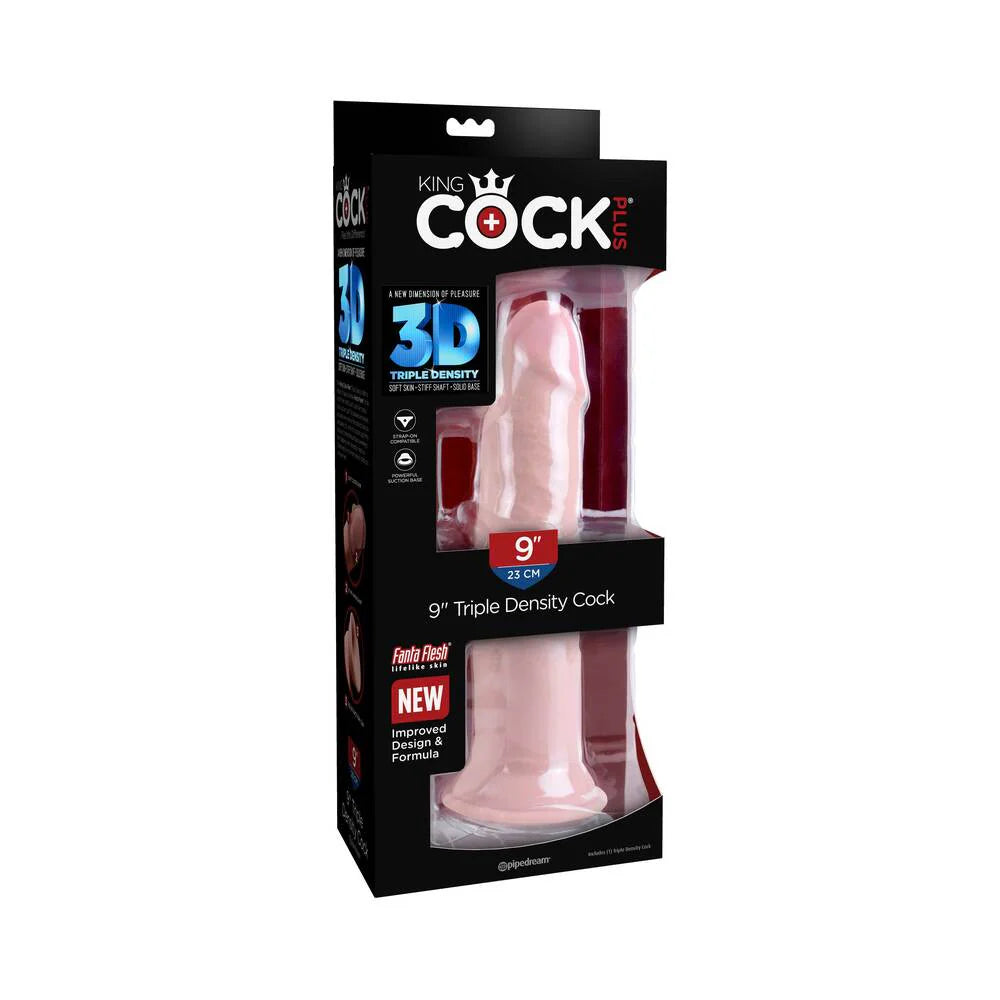 Pipedream King Cock Plus 9 in. Triple Density Cock Realistic Dildo With Suction Cup