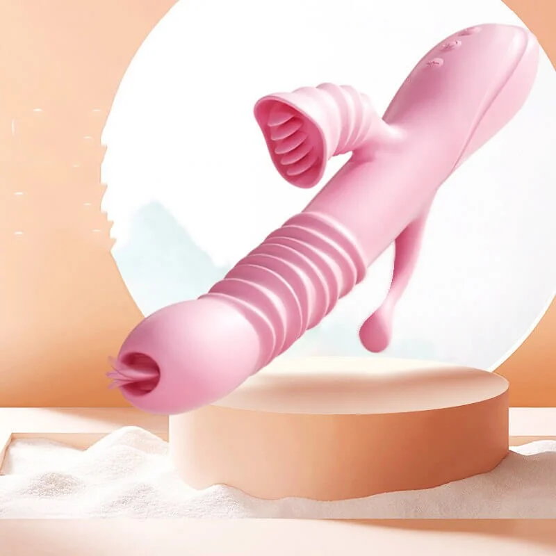 Tongue Licking Telescopic Swing Dildo Vibrator