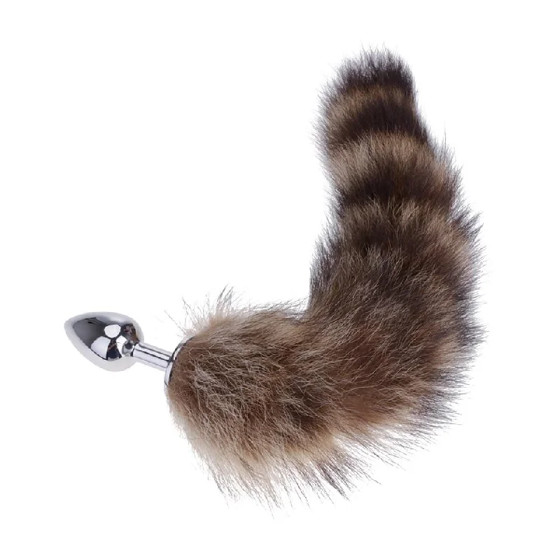 14" Furry Brown Fox Tail with Metal Plug