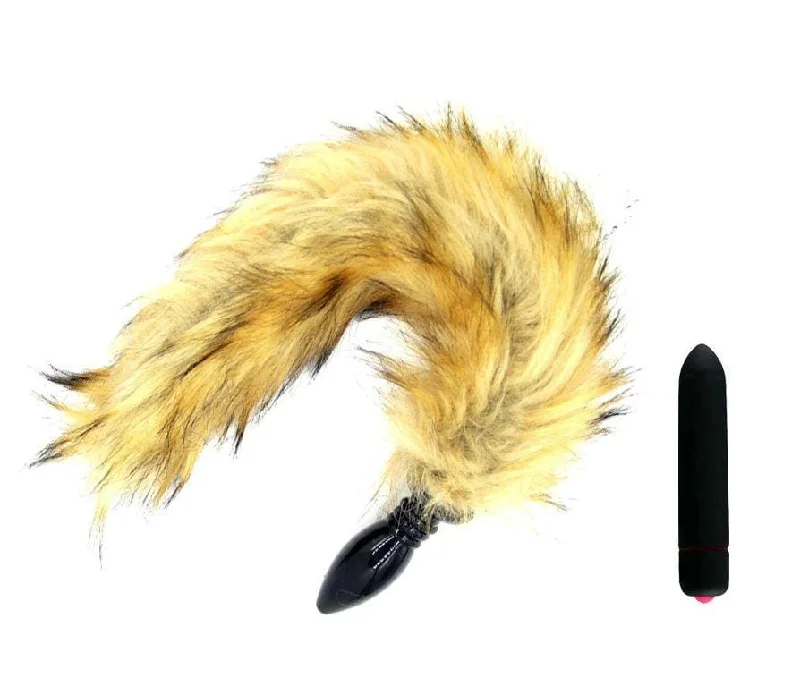 14" Yellow Fox Tail with Silicone Plug