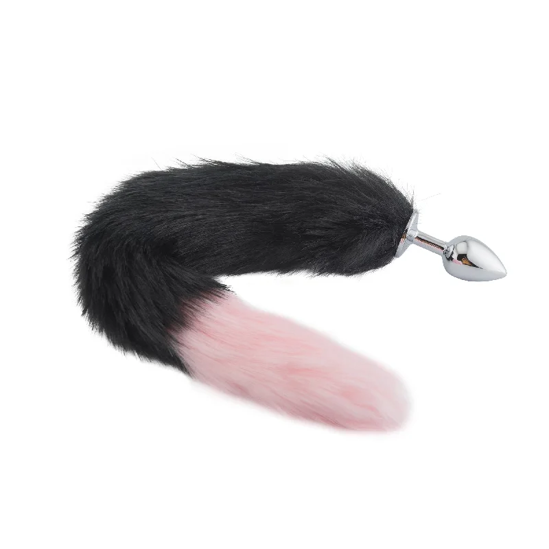 18" Black With Pink Fox Tail Plug