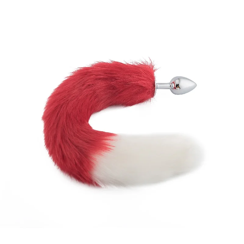 18" Red with White Fox Tail Plug