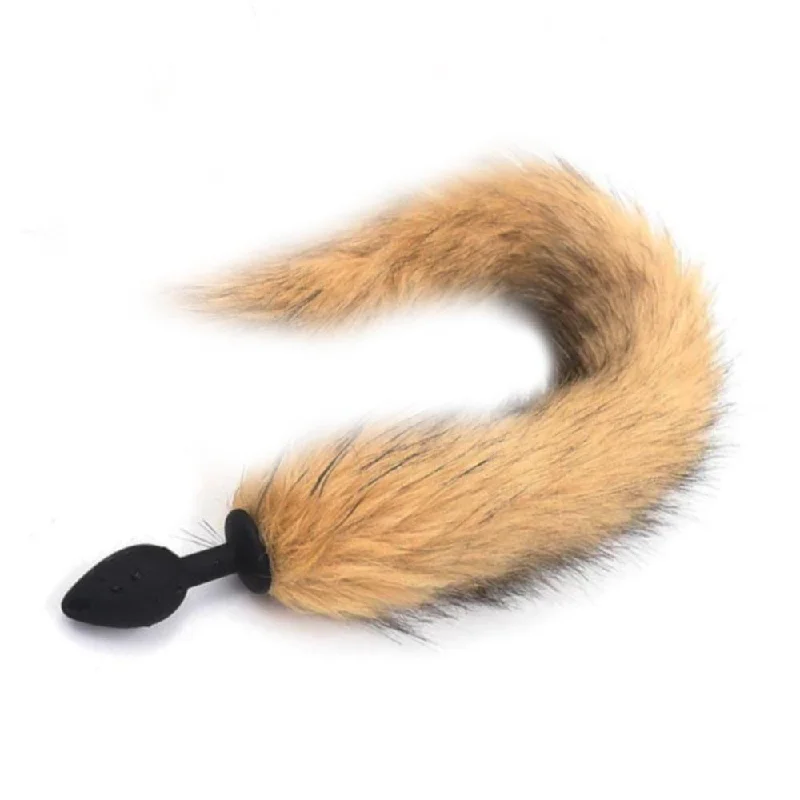 18" Tail Brown Fox Tail Silicone Plug