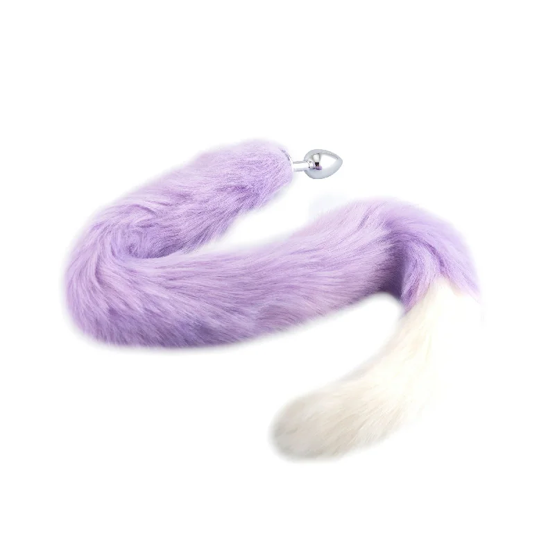 32" Purple With White Fox Tail Plug