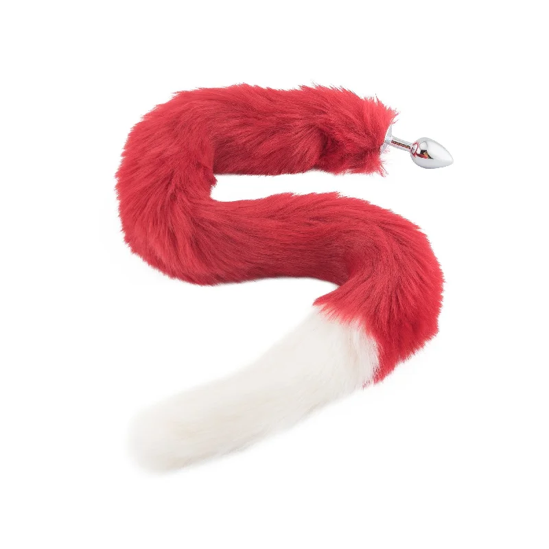 32" Red With White Fox Tail Plug