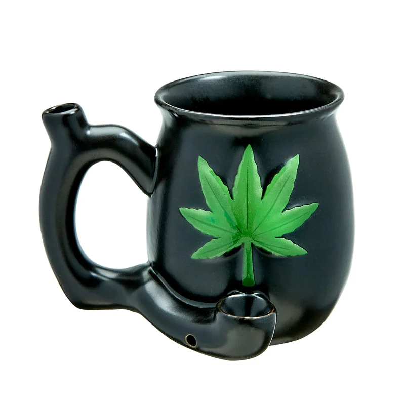 Fashioncraft Matte Black with Embossed Green Leaf Roast & Toast Mug