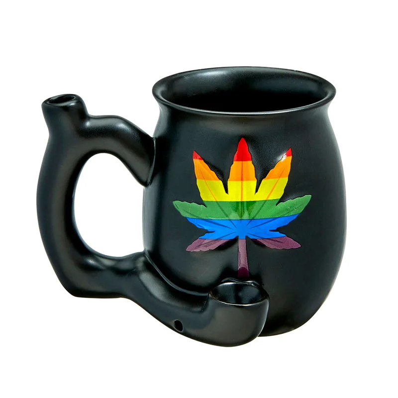 Fashioncraft Matte Black with Embossed Rainbow Leaf Roast & Toast Mug