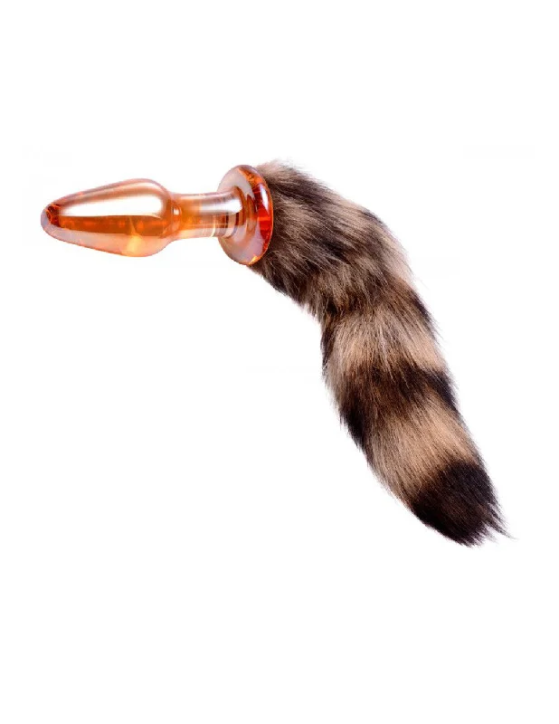 Faux Fur Fox Tail Glass Anal Plug