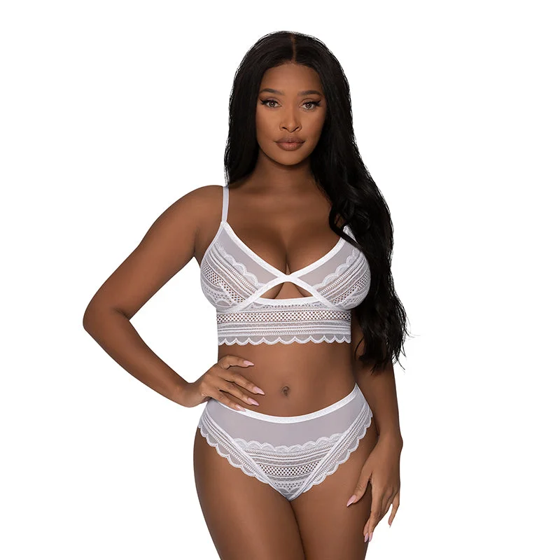 Magic Silk Modern Romance Bralette & Hipster White S/M