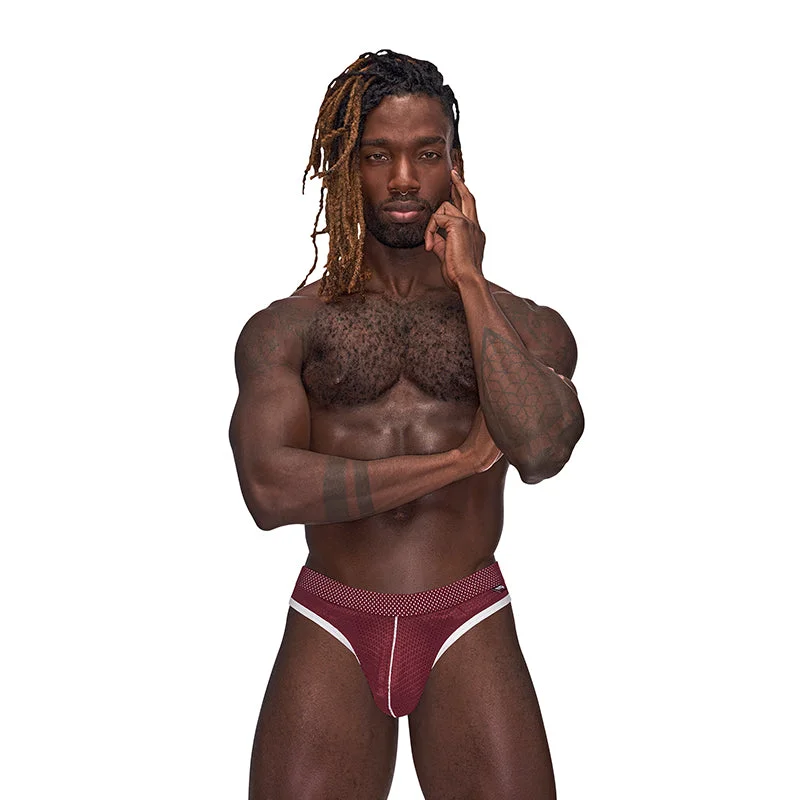 Male Power Sport Mesh Sport Thong Burgundy S/M