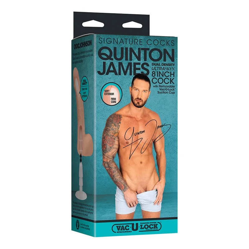 Signature Cocks Quinton James 8 in. Dual-Density Dildo with Vac-U-Lock Suction Cup Beige