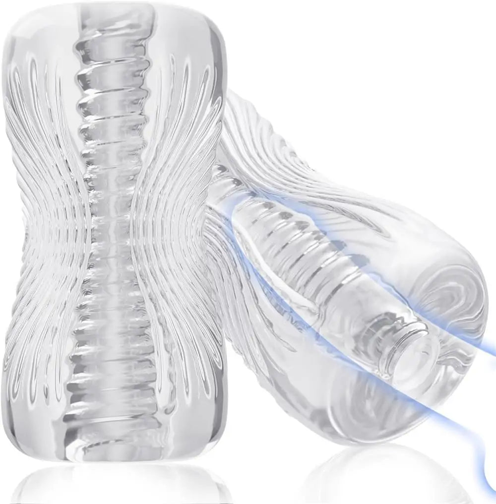 TPE Male Masturbator Textured Spiral Tunnel Clear Stroker