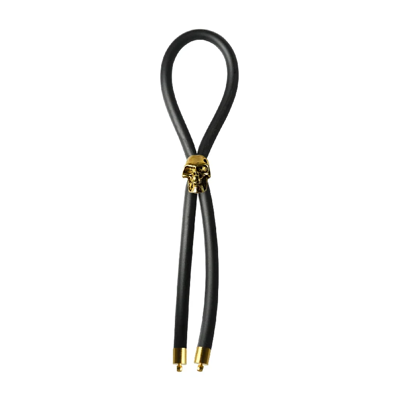 C-RING LASSO GOLD SKULL BEAD SILICONE BLACK