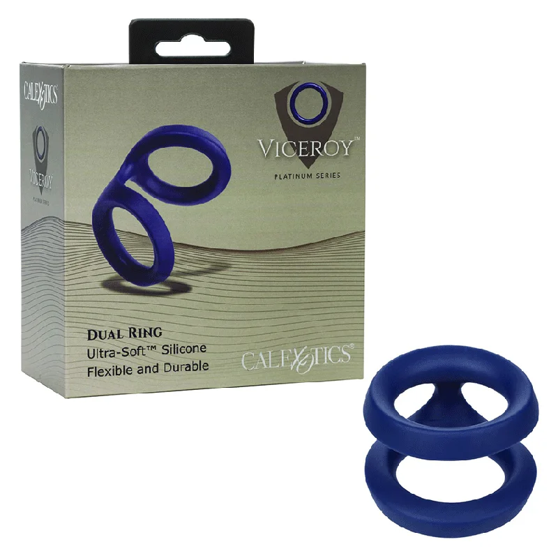 Viceroy Dual Ring Blue Silicone Cock Ring by Cal Exotics