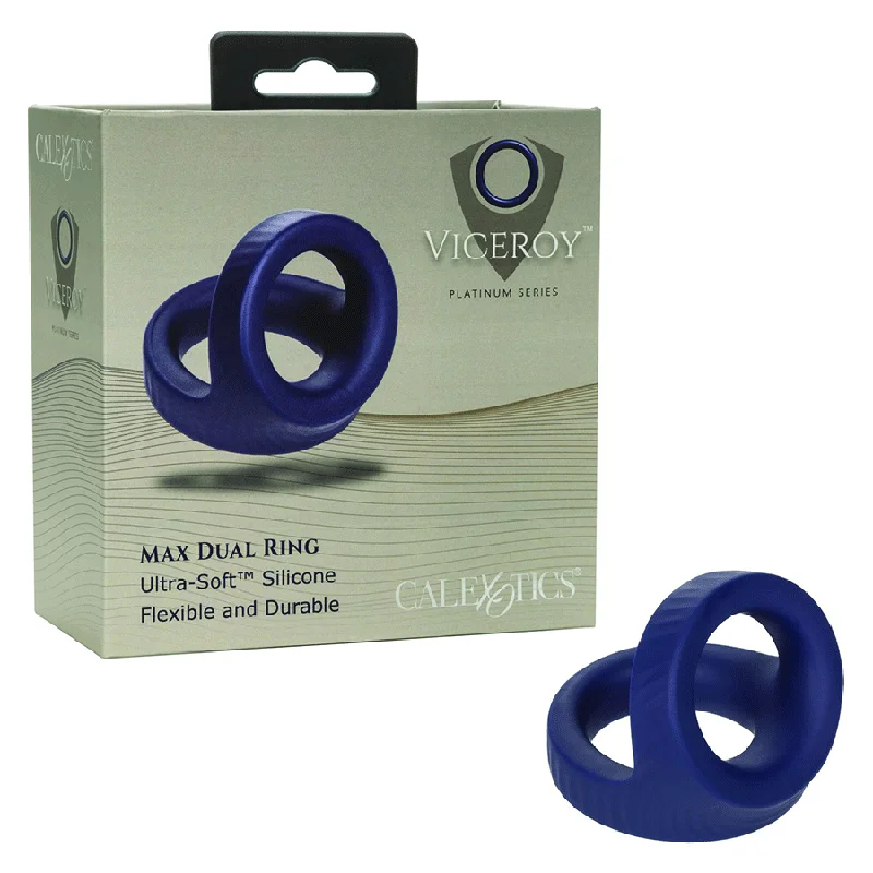 Viceroy Max Dual Ring Blue Silicone Cock and Ball Ring by Cal Exotics