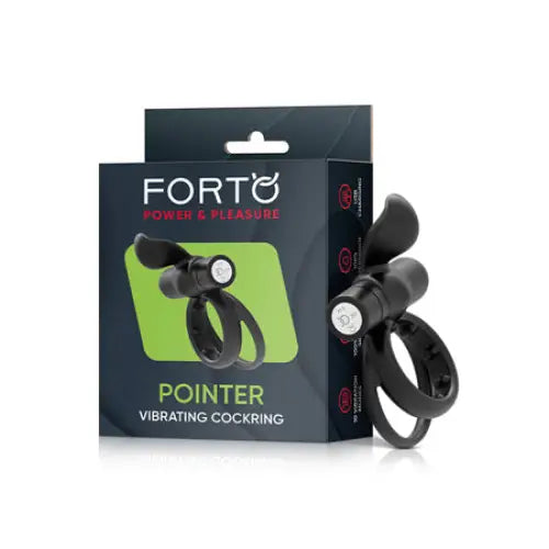 Forto Pointer Rechargeable Silicone Vibrating Dual Cockring with External Stimulator