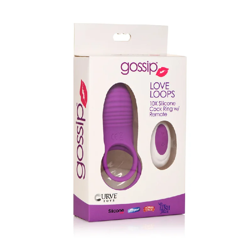 Gossip Love Loops 10X Silicone Cock Ring W/ Remote Violet