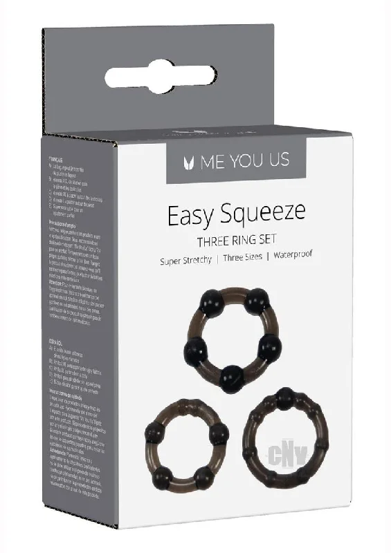 Myu Easy Squeeze Cock Ring Set Black Os