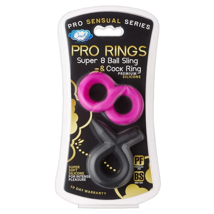 PRO SENSUAL SILICONE SUPER 8 RING & TIE SLING 2 PACK