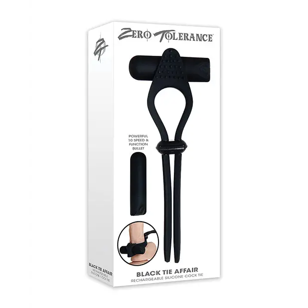 Zero Tolerance Black Tie Affair Rechargeable Silicone Cock Tie Cockring Black